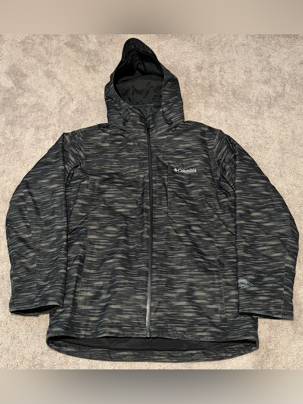 Columbia Omni-Tech Interchange Gray Black Waterproof Jacket Men’s Size Medium
